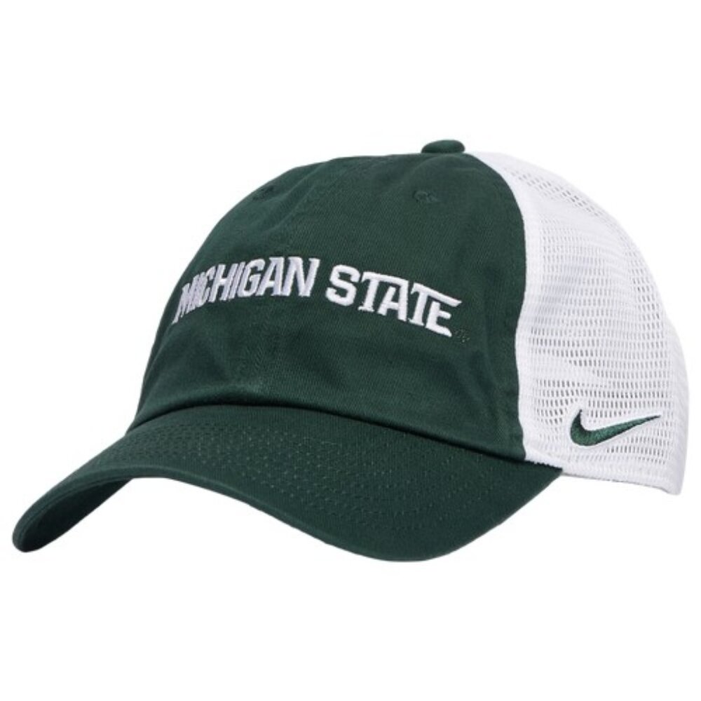 Nike Mens Michigan State Club Trucker Adjustble Cap M/L‎ Mens Green/White NEW